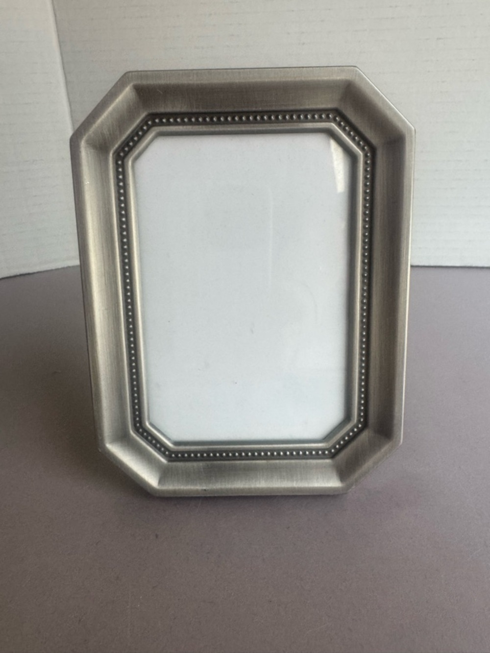 Burnes Of Boston Satin Silver Beaded Octagonal Frame